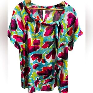 🩷💚Liz Claiborne Colorful Floral Blouse size XL